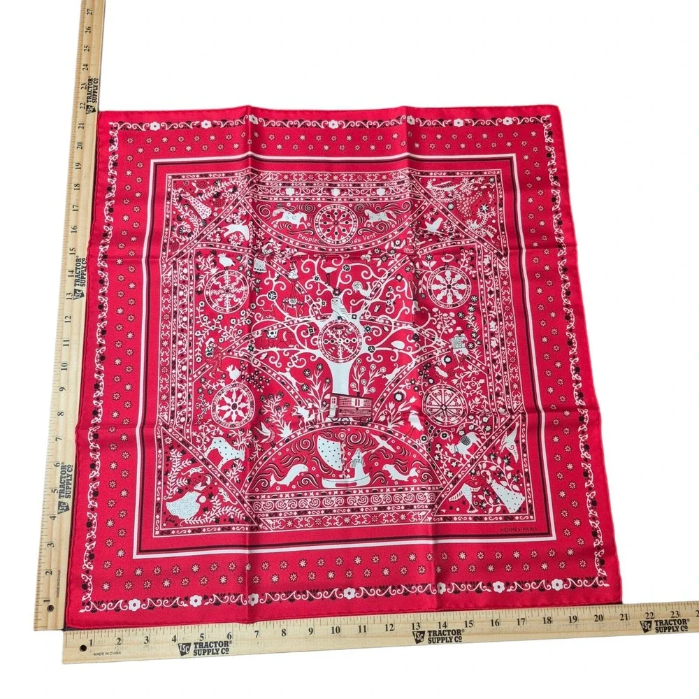 Hermes Peuple du Vent Bandana 55 cm Silk Scarf Rouge Blanc Noir Box France NWT